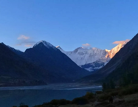Подъем на Голубое озеро вдоль ледника Большой Актру.Фото 1